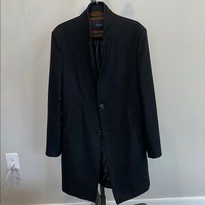 Zara Men's Black Overcoat, Black, Size Large
